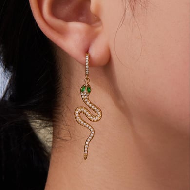 Sophisticated Snake Stainless Steel Gold Color Zircon Women's Jewelry Sets h5 Picture7
