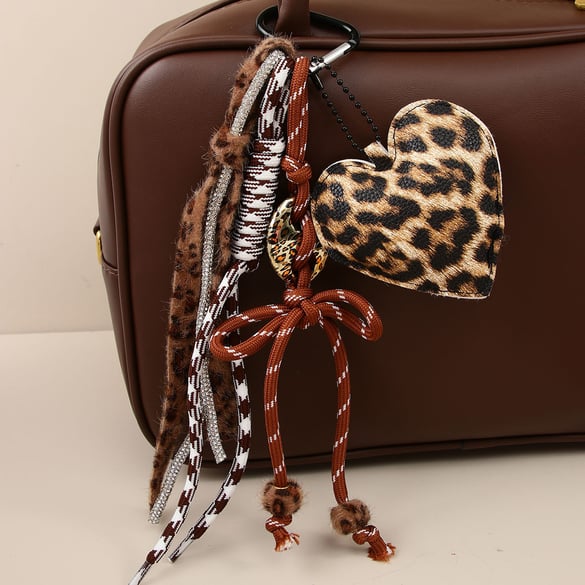 1 Piece  Casual Bow Knot Leopard Print Heart PU Women's Bag Charms 2
