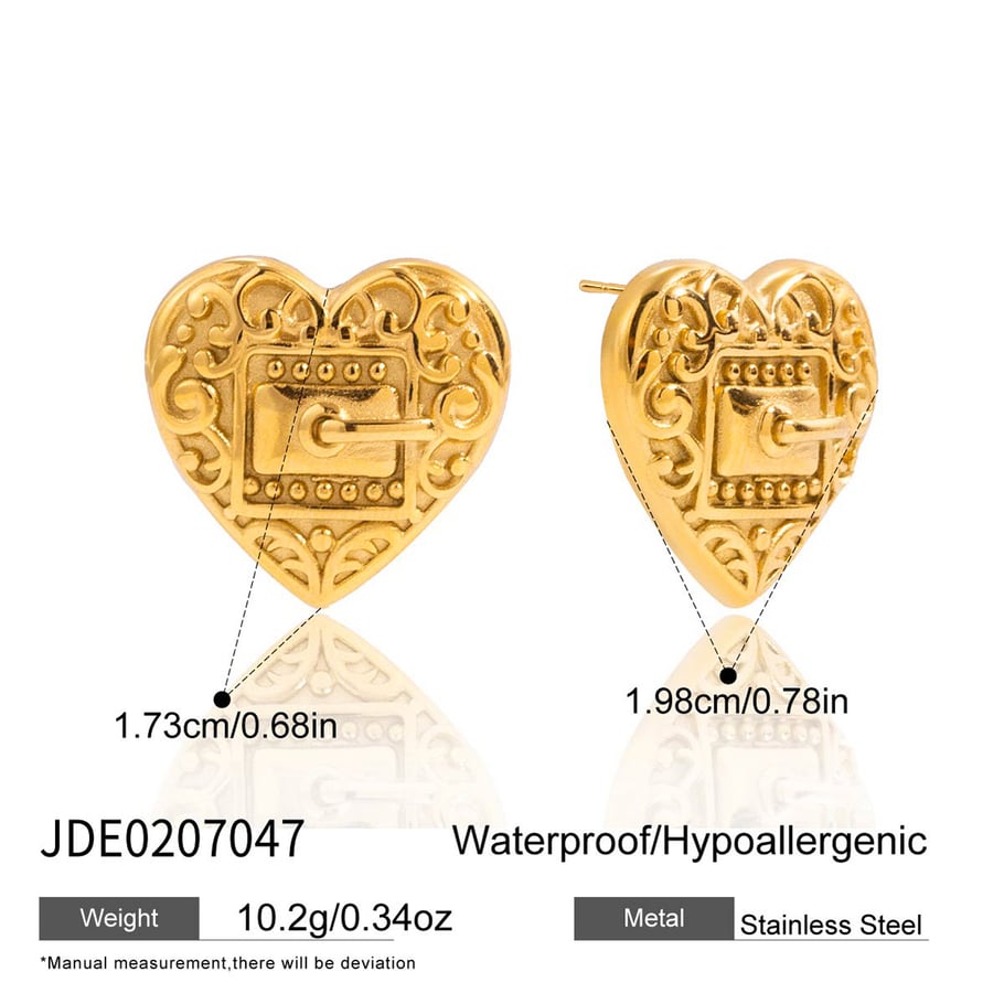 Designable Heart Stainless Steel Gold Color Women's Jewelry Sets h5Picture2