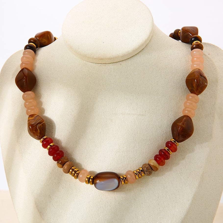 1 Piece  Daily Beads Acrylic   Gold Color  Women's Beaded Necklaces Picture4