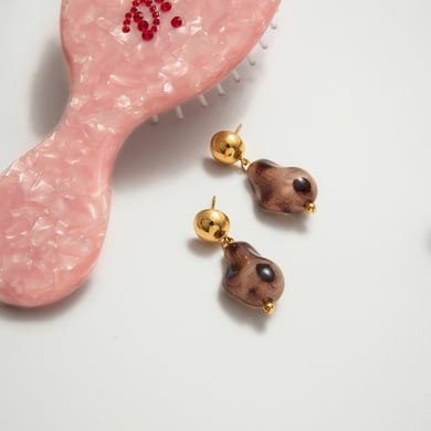1 paio di orecchini pendenti da donna in acciaio inossidabile color oro con stampa leopardata h5 Immagine7