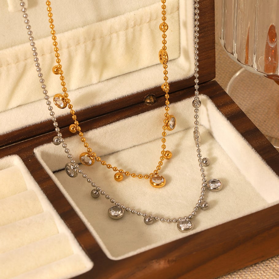1 Piece Luxurious  Circle Stainless Steel   Gold Color  Zircon Women's Pendant Necklaces Picture3