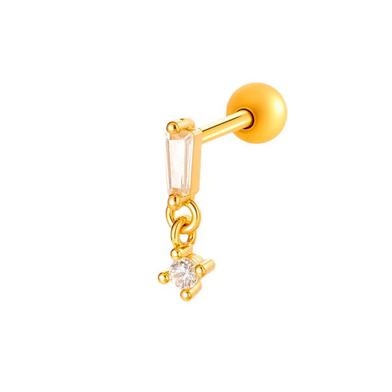 Orecchini da donna con zirconi color rame e oro, 1 pezzo, con figura geometrica h5Immagine7
