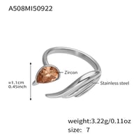 A508-Steel Champagne Zircon Ring Picture7