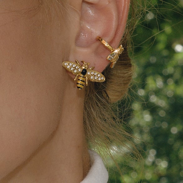 Romantic Natural Bee Stainless Steel Gold Color Women's Jewelry Sets