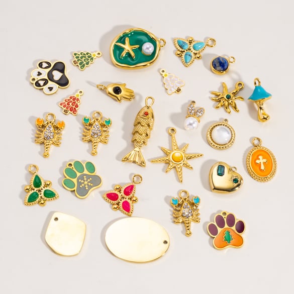 1 Piece DIY MIni Fruit Christmas Stainless Steel   Gold Color  Women's Pendants 2