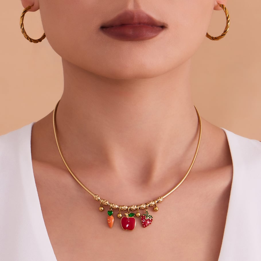 1 Piece Cute Fruit Stainless Steel Gold Color Women's Pendant Necklaces h5Picture4