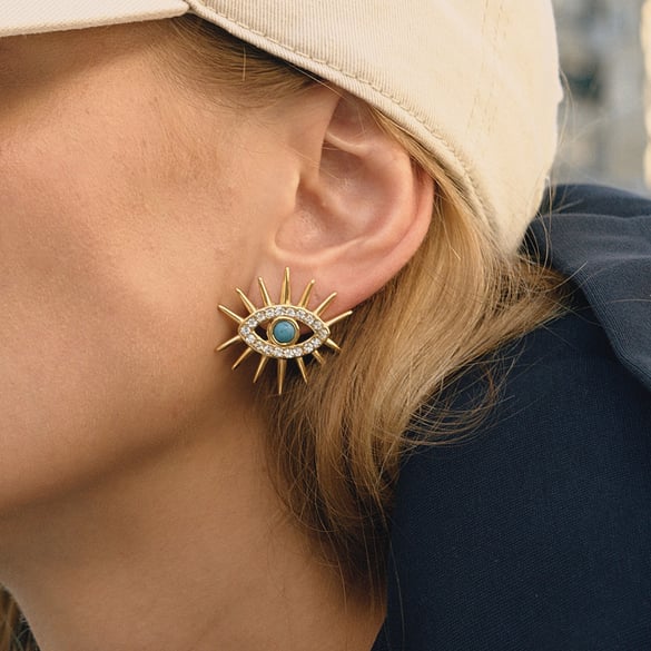 Retro Teufelsauge Edelstahl Gold Farbe Calaite Damen Schmuck Sets