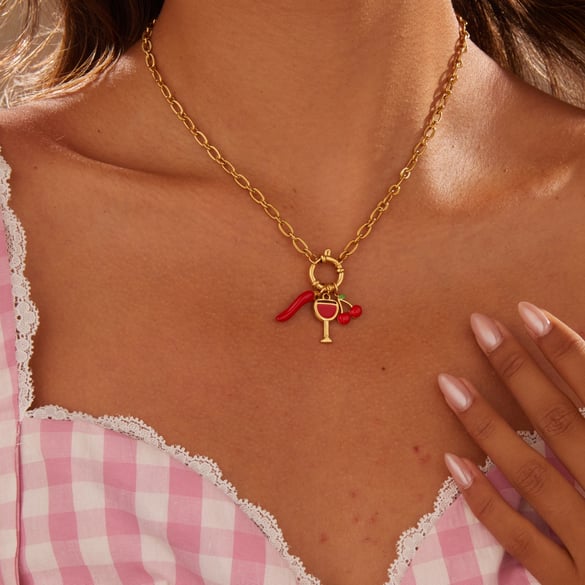 1 Piece  Sweet Irregular Shape Cherry Stainless Steel Women's Pendant Necklaces 2