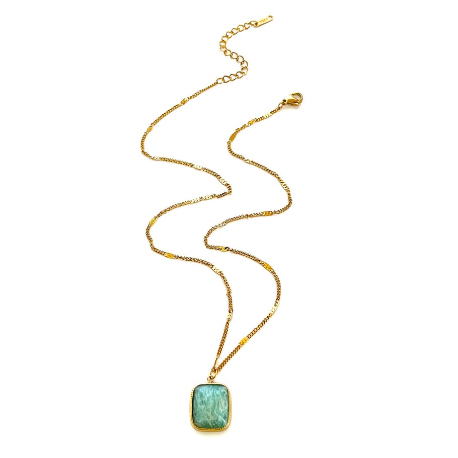 1 Piece Natural Stone Stainless Steel Pendant Necklace 