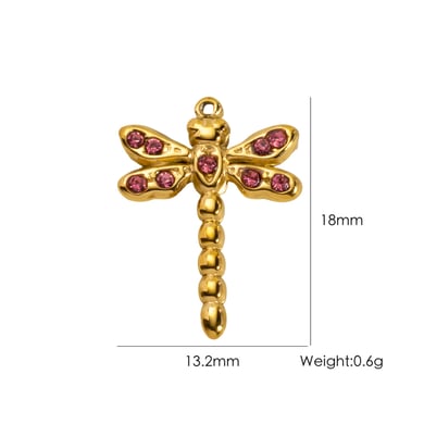 1 Piece Light Luxury Small Dragonfly  Stainless Steel   Gold Color  Women's Pendants h5 