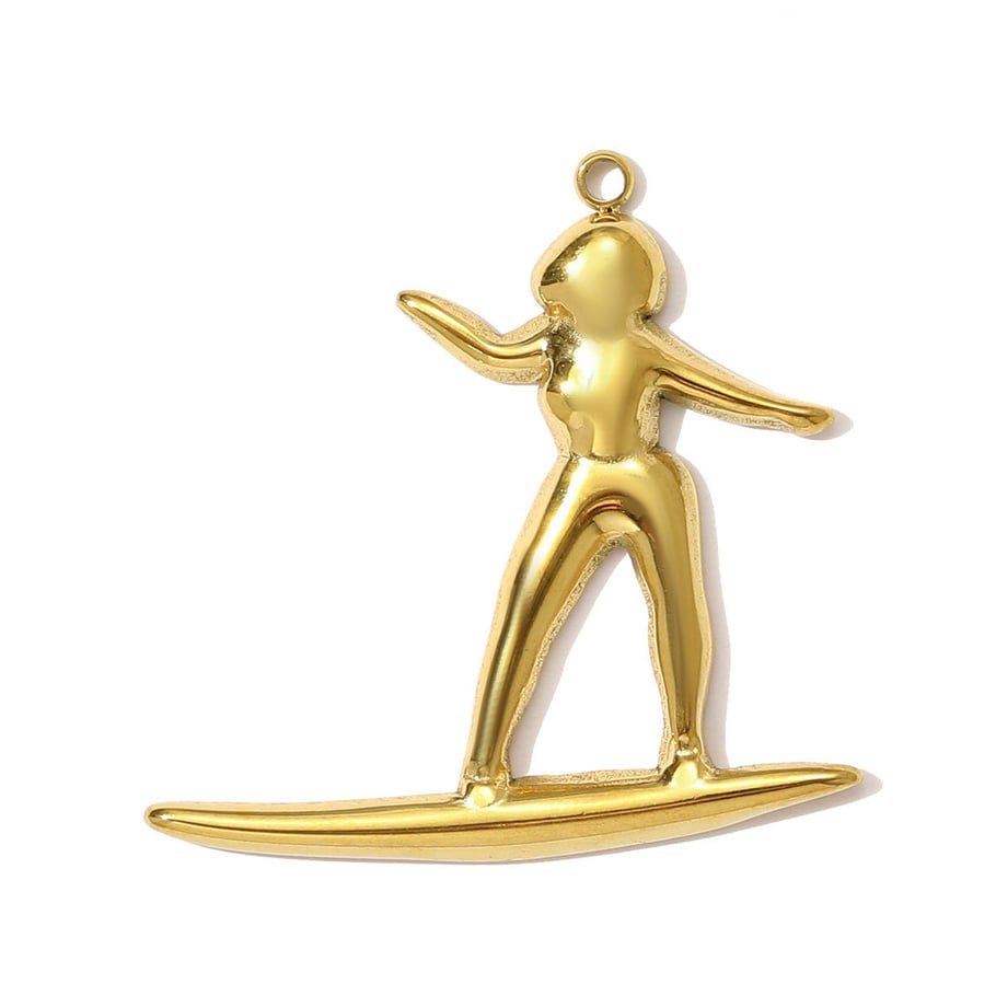 Pendentif délicat en acier inoxydable couleur or pour femme, 1 pièce, motif poisson 
