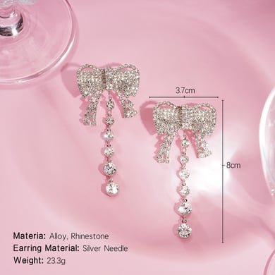 1 Pair Festive Series Bow Knot Alloy Drop Earrings h5 