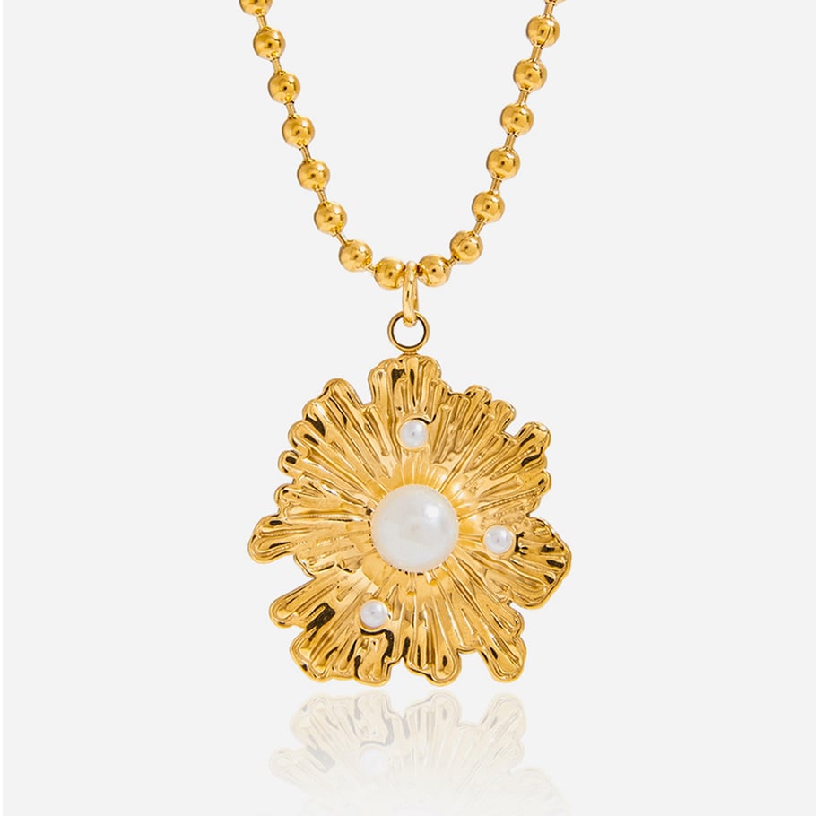 1 Stück süße Blume Edelstahl Gold Farbe Damen Anhänger Halsketten Bild6