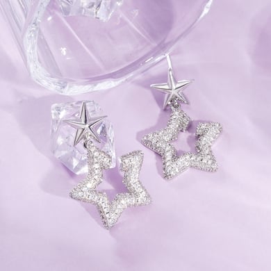 1 Pair Festive Series Star Copper Drop Earrings h5 Picture4