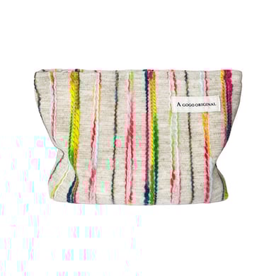 1 bolsa de maquillaje para mujer con diseño de rayas de arcoíris y bloques de color h5 Imagen5