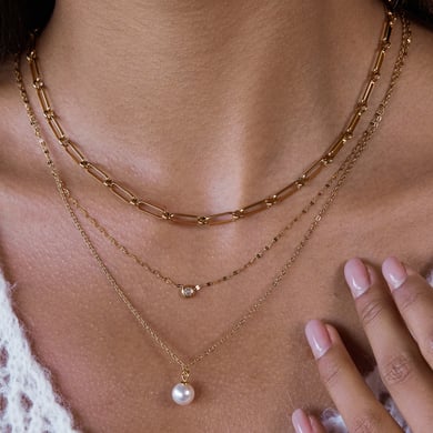 1 Piece Elegant Bead Stainless Steel Gold Color Women's Pendant Necklaces h5 Picture3