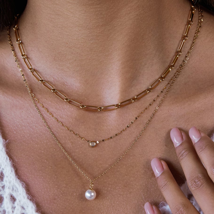 1 Piece Elegant Bead Stainless Steel Gold Color Women's Pendant Necklaces Picture3