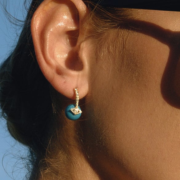 1 pieza exquisita de aretes de acero inoxidable de calaita de ojo de diablo para mujer 2