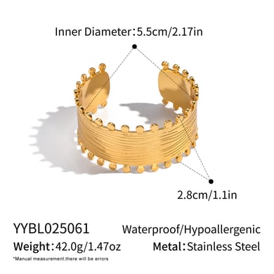 Pulsera de acero inoxidable color dorado de 1 pieza h5 