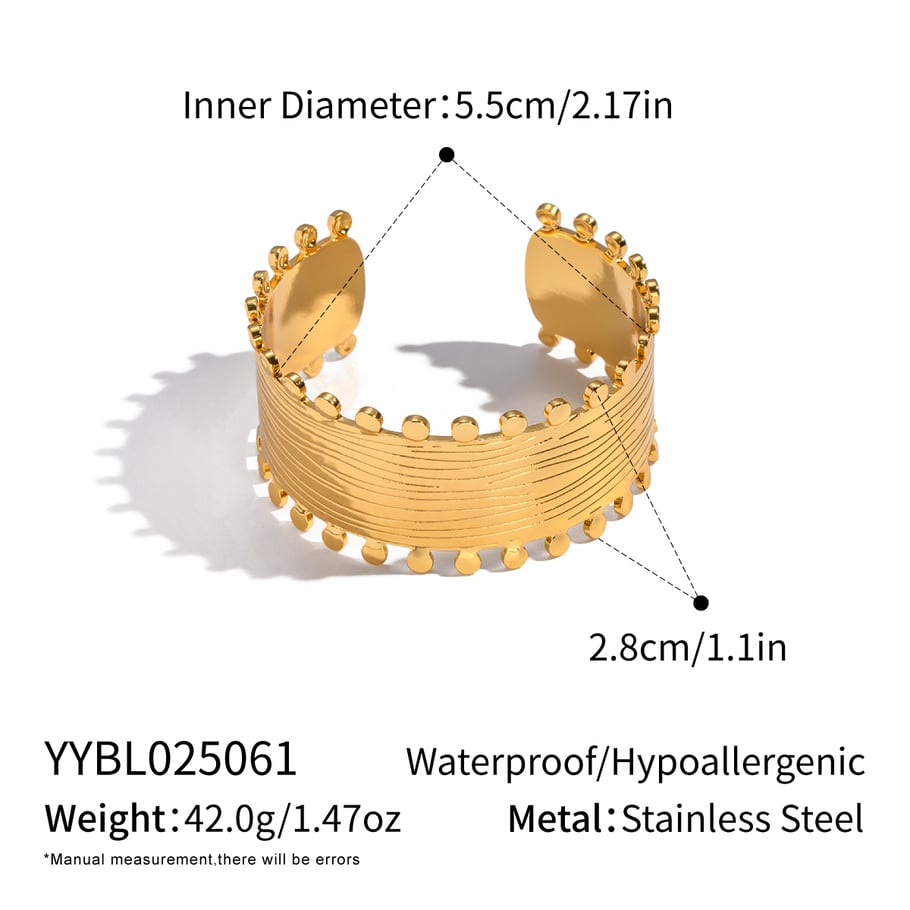 Pulsera de acero inoxidable color dorado de 1 pieza
