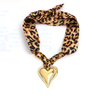 1 Stück Retro Herz Leopardenmuster Edelstahl Gold Farbe Damen Kettenarmbänder h5 