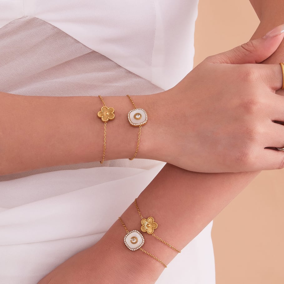 Simple Flower Stainless Steel Gold Color Women's Jewelry Sets Picture3