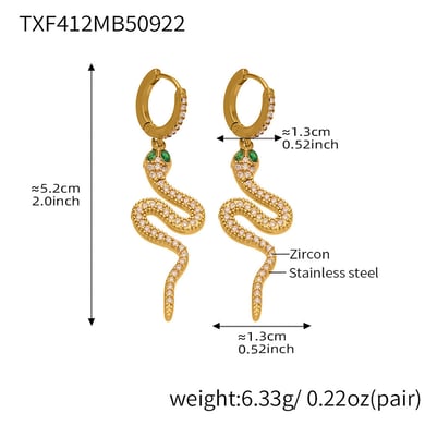 Sophisticated Snake Stainless Steel Gold Color Zircon Women's Jewelry Sets h5 Picture2