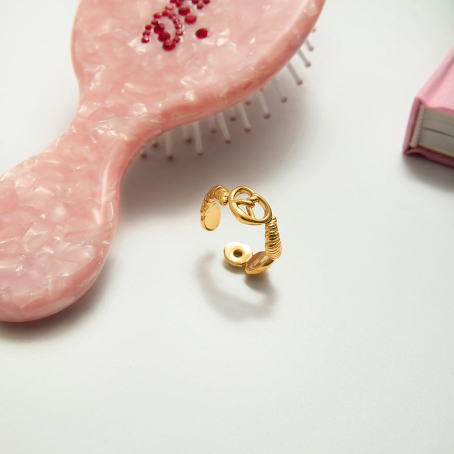 1 Stück gestaltbare Croissant-Statement-Ringe aus Edelstahl in Goldfarbe h5Bild5