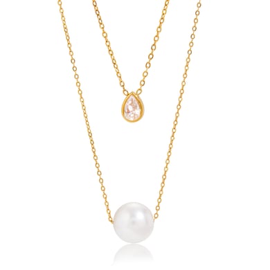 1 Piece Elegant Bead Stainless Steel Gold Color Women's Pendant Necklaces h5 