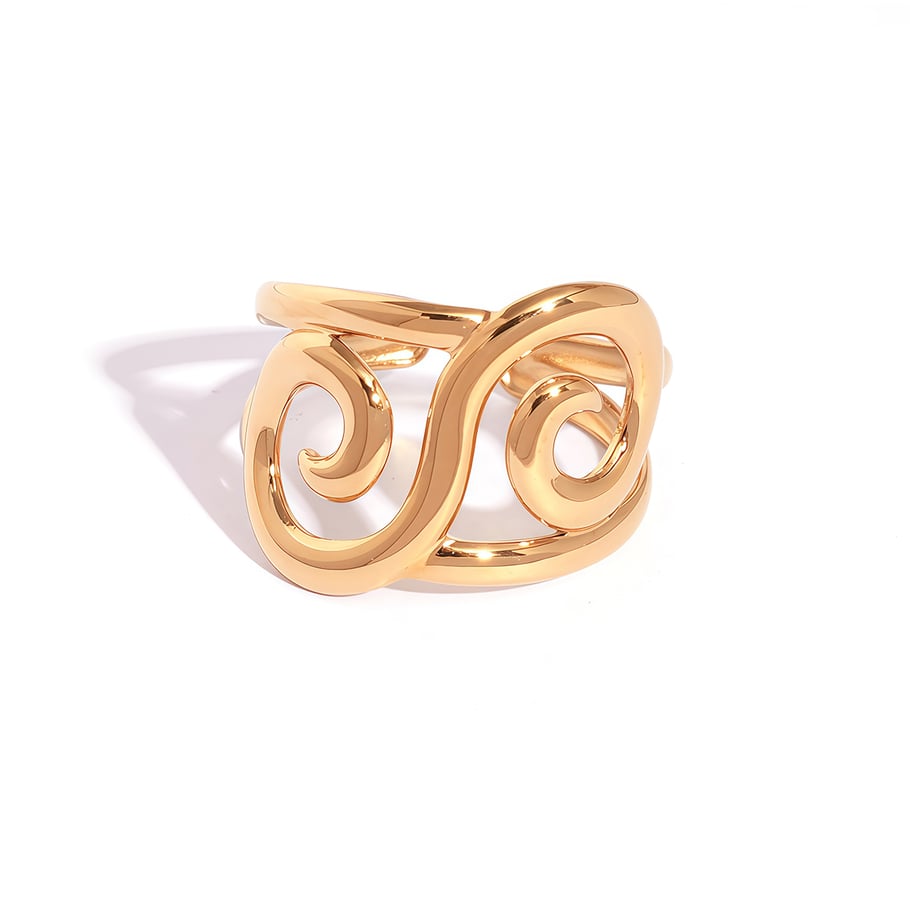 1 Piece Simple Casual Irregular Shape Infinity Stainless Steel Gold Color Women's Statement Rings 