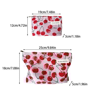 1 pezzo semplice borsa per il trucco da donna color ciliegia dolce h5 Immagine5