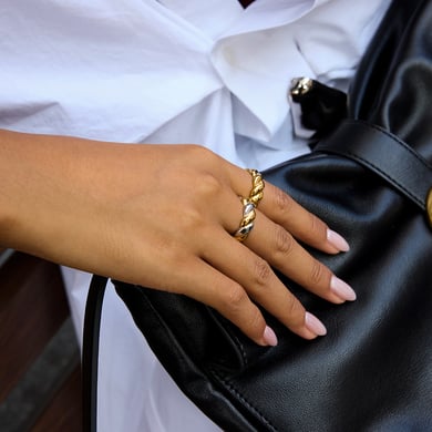 1 Stück klassischer Twist, gemischte Gold- und Silberfarben, minimalistischer Edelstahlring für Damen h5 Bild4