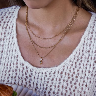 1 Piece Classic Droplet Stainless Steel Gold Color Zircon Women's Layered Necklaces h5 Picture3