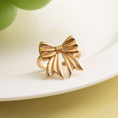 1 Piece Exquisite Bow Knot Stainless Steel Gold Color Statement Rings h5 Picture5
