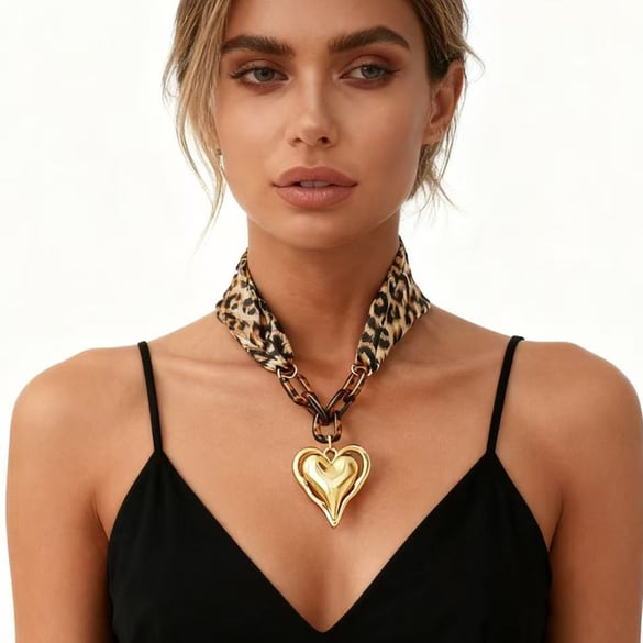 1 Piece Retro Heart Leopard Print Stainless Steel  Gold Color  Women's Chain Bracelets 2