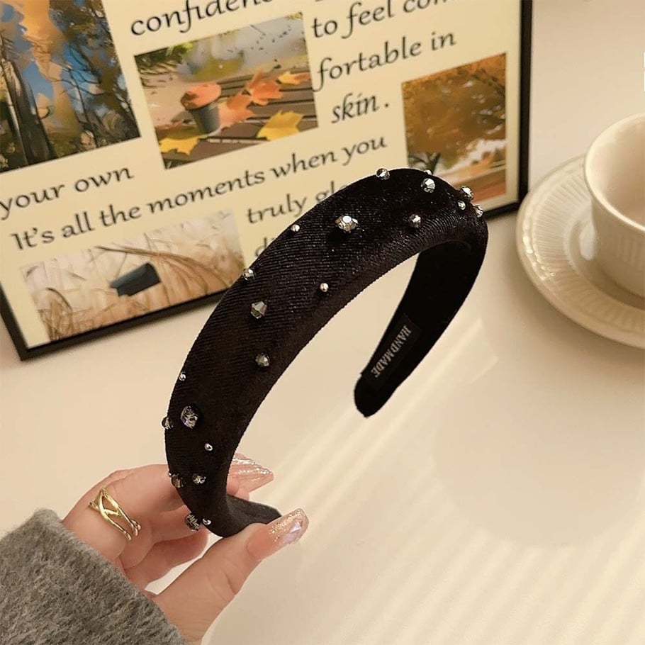 1 Piece  Elegant Solid Color Fabric Rhinestone Women's Hair Bands 