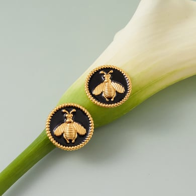 1 Pair Gorgeous Bee Pattern Stainless Steel Gold Color Women's Stud Earrings h5 Picture4