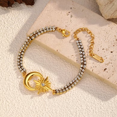 1 Piece Moon Stainless Steel Gold Color Charm Bracelet h5 Picture2