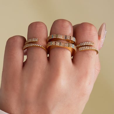 1 Piece Colorful Heart Stainless Steel Gold Color Zircon Women's Gemstone Rings h5 Picture5