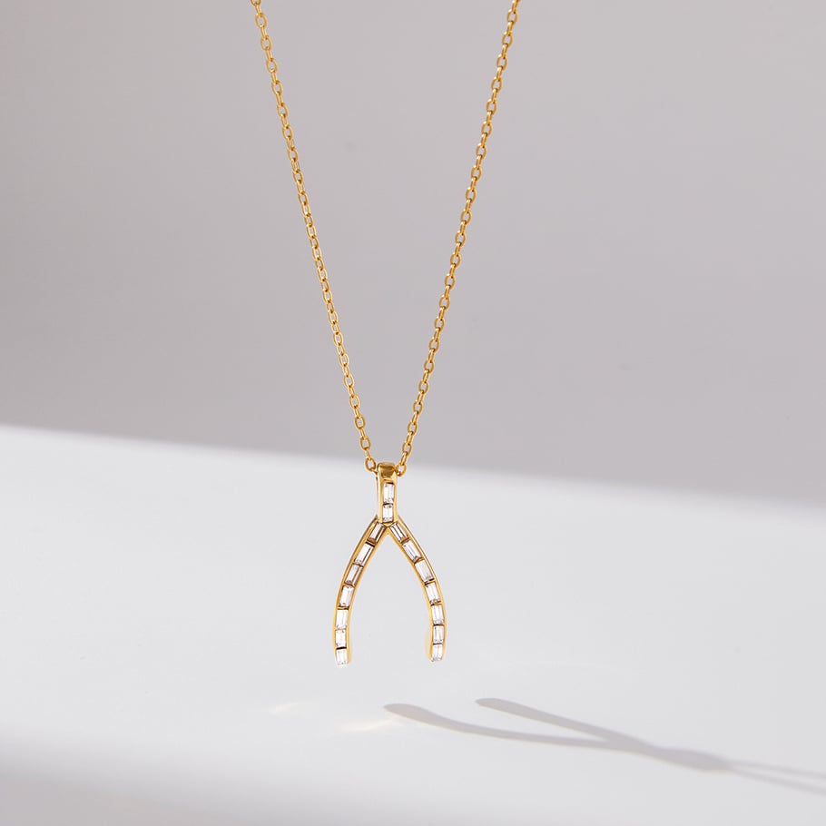 1 Piece Classic Irregular Shape Stainless Steel Gold Color Zircon Women's Pendant Necklaces Picture5