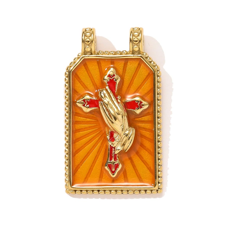 Pendentif de tarot luxueux en acier inoxydable couleur or pour femme, 1 pièce 