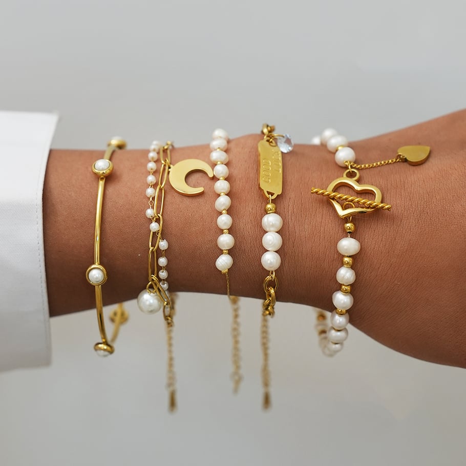 1 Stück unregelmäßig geformte Edelstahl-Kettenarmbänder in Goldfarbe für Damen h5Bild3