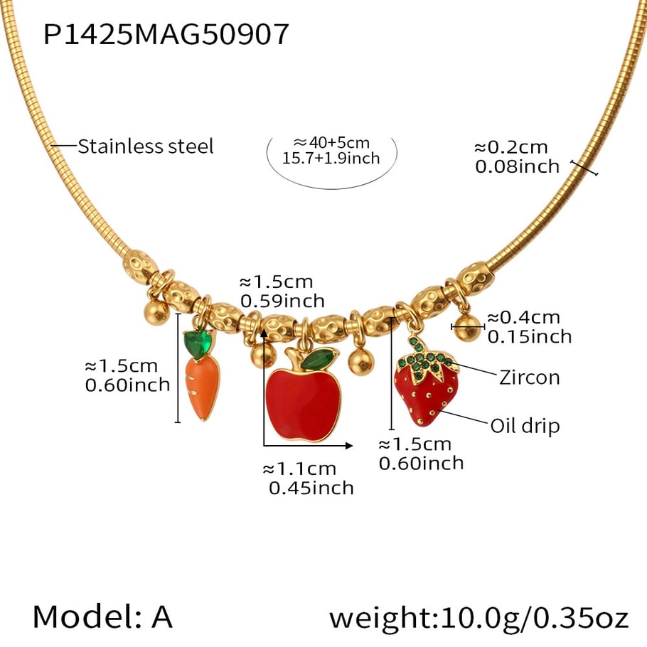 1 Piece Cute Fruit Stainless Steel Gold Color Women's Pendant Necklaces h5Picture2