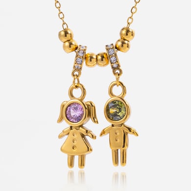 1 Stück Klassische Kinder Edelstahl Gold Farbe Zirkon frauen Anhänger Halsketten h5 