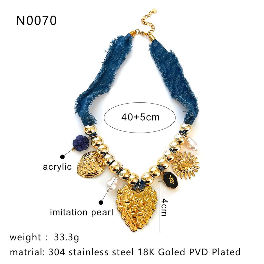 1 Piece Heart Gold Color Pendant Necklace Picture2