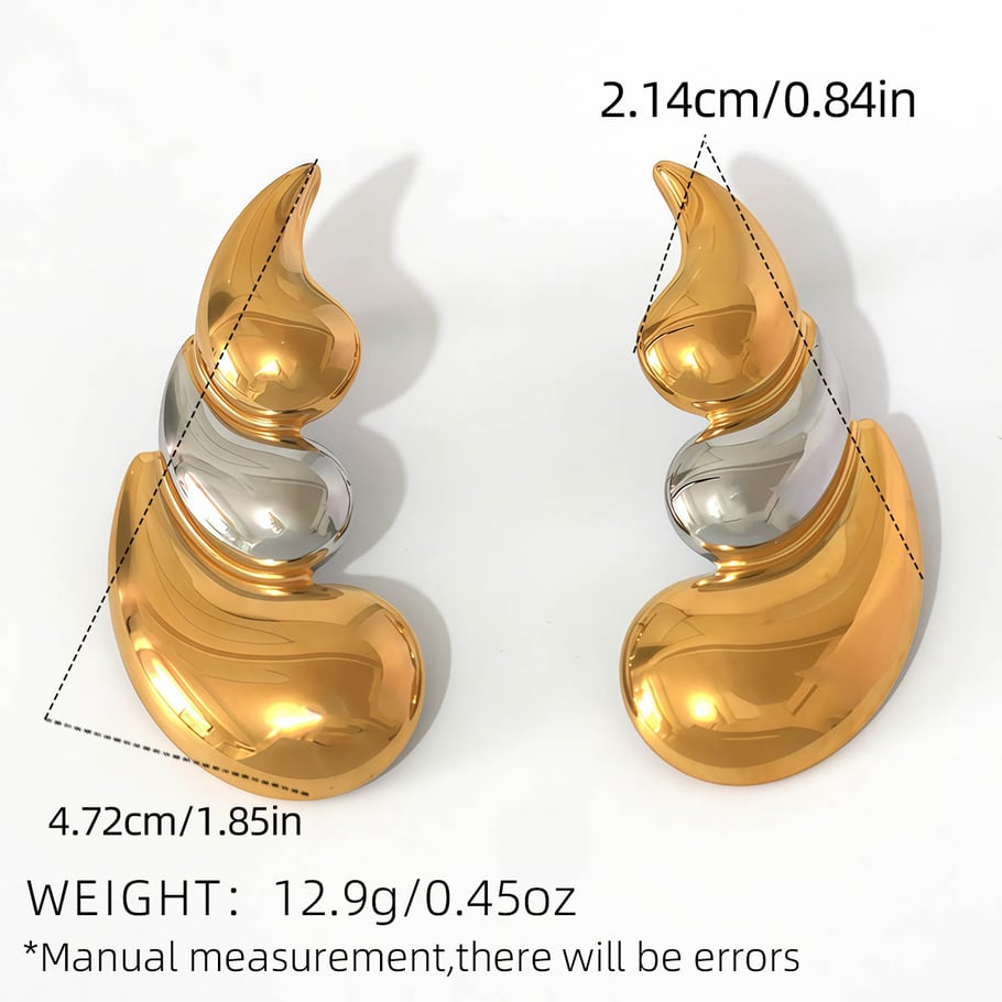 1 Piece Mixed Gold Color And Silver Colors Stainless Steel Women's Stud Earrings h5Picture2
