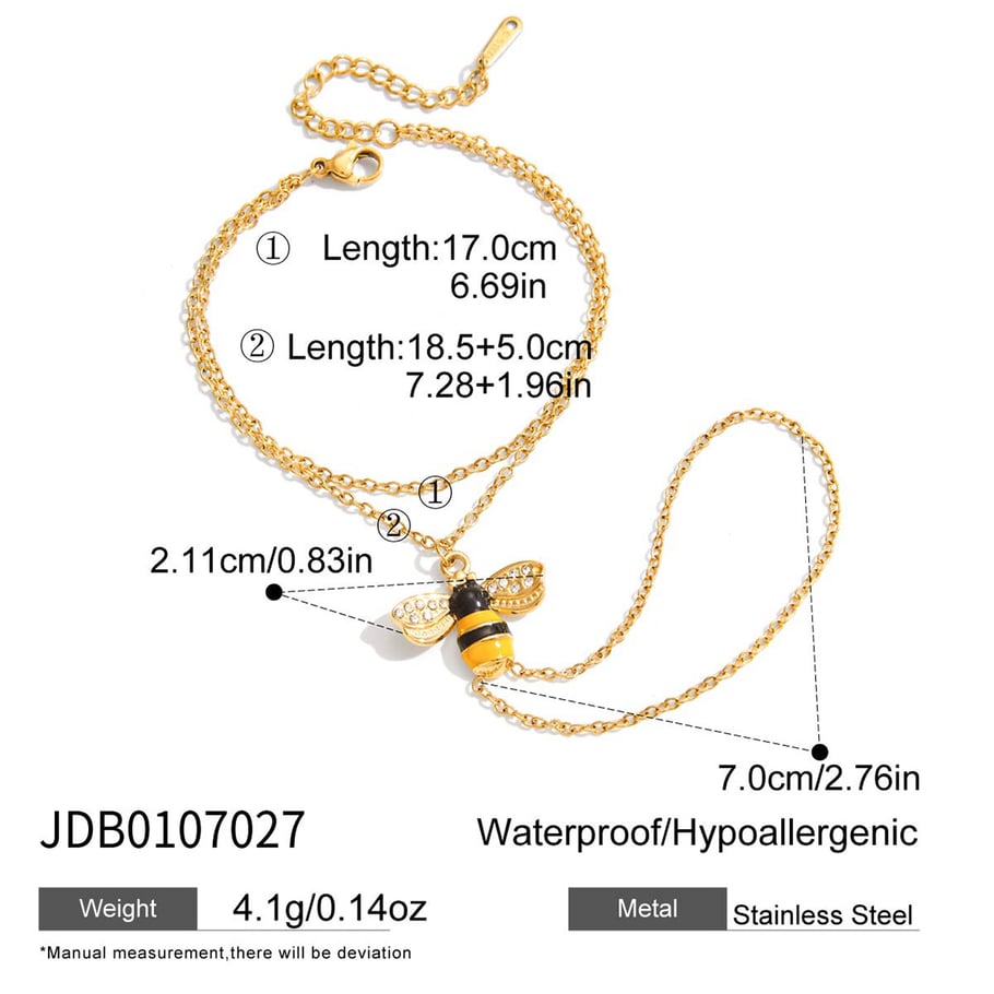 Romantic Natural Bee Stainless Steel Gold Color Women's Jewelry Sets Picture2