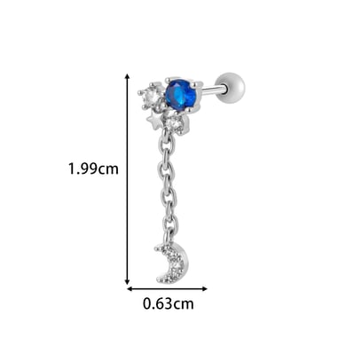 1 stuk kwast maan koper goud kleur zirkoon piercing oorbel h5 Afbeelding2