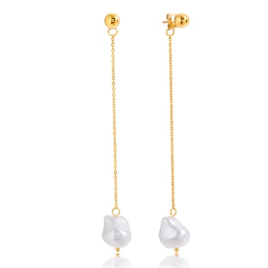 1 Pair Elegant Irregular Shape Stainless Steel Gold Color Women's Dangle Earrings h5 